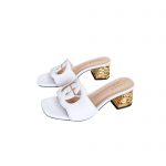 GUCCI INTERLOCKING G CUT-OUT HEELED SLIDE SANDAL WHITE 694451