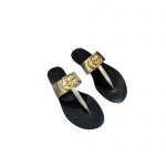 GUCCI LEATHER THONG SANDAL WITH DOUBLE G SILVER 497444
