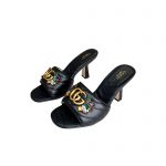GUCCI DOUBLE G SLIDE SANDAL LEATHER BLACK 674839