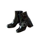 MIU MIU PATENT LEATHER BOOTIES BLACK 5T799D