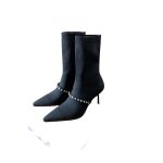 MIU MIU TECHNICAL KNIT BOOTIES BLACK 5T815D