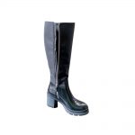 PRADA BRUSHED LEATHER NYLON BOOTS BLACK 1W411M