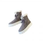 PRADA SUEDE LACE-UP BOOTIES GREY 1T492M