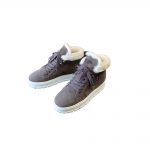 PRADA SUEDE LACE-UP BOOTIES GREY 1T492M