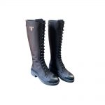 PRADA BRUSHED LEATHER AND NYLON BOOTS BLACK 1W906M