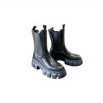 PRADA MONOLITH BRUSHED LEATHER BOOTS BLACK 1U749M