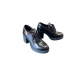 PRADA HEELED LACE UPS BOOTS BLACK 1E976M