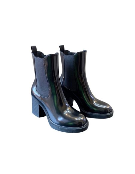 PARADA HEELED BRUSHED LEATHER BOOTIES BLACK 1U993M