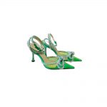 MACH AND MACH DOUBLE BOW 110 CRYSTAL SATIN PUMPS GREEN FW200235
