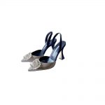 MANOLO BLAHNIK PRIETASLI SLINGBACK PUMPS GRAY 419-0473-0005