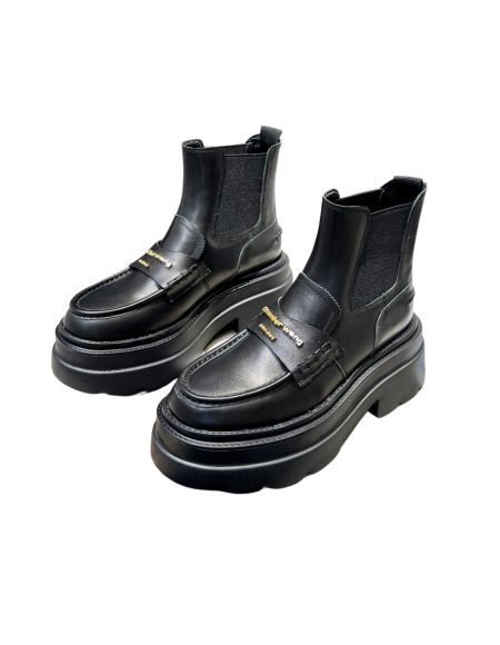 ALEXANDER WANG CARTER PLATFORM LOAFER BOOT BLACK 30322B022001