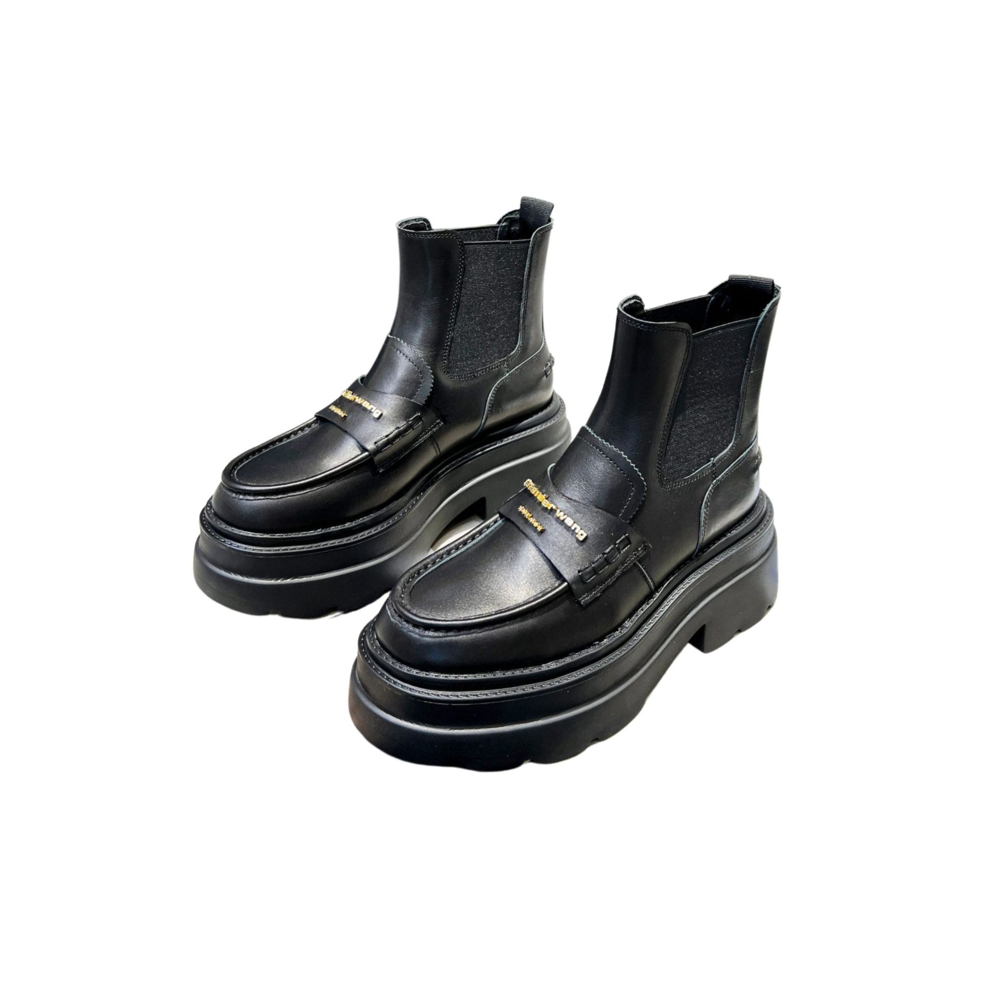 ALEXANDER WANG CARTER PLATFORM LOAFER BOOT BLACK 30322B022001