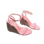 ALEXANDER WANG DAHLIA RHINESTONE LOGO WEDGE SANDAL PRISM PINK 30322S008001