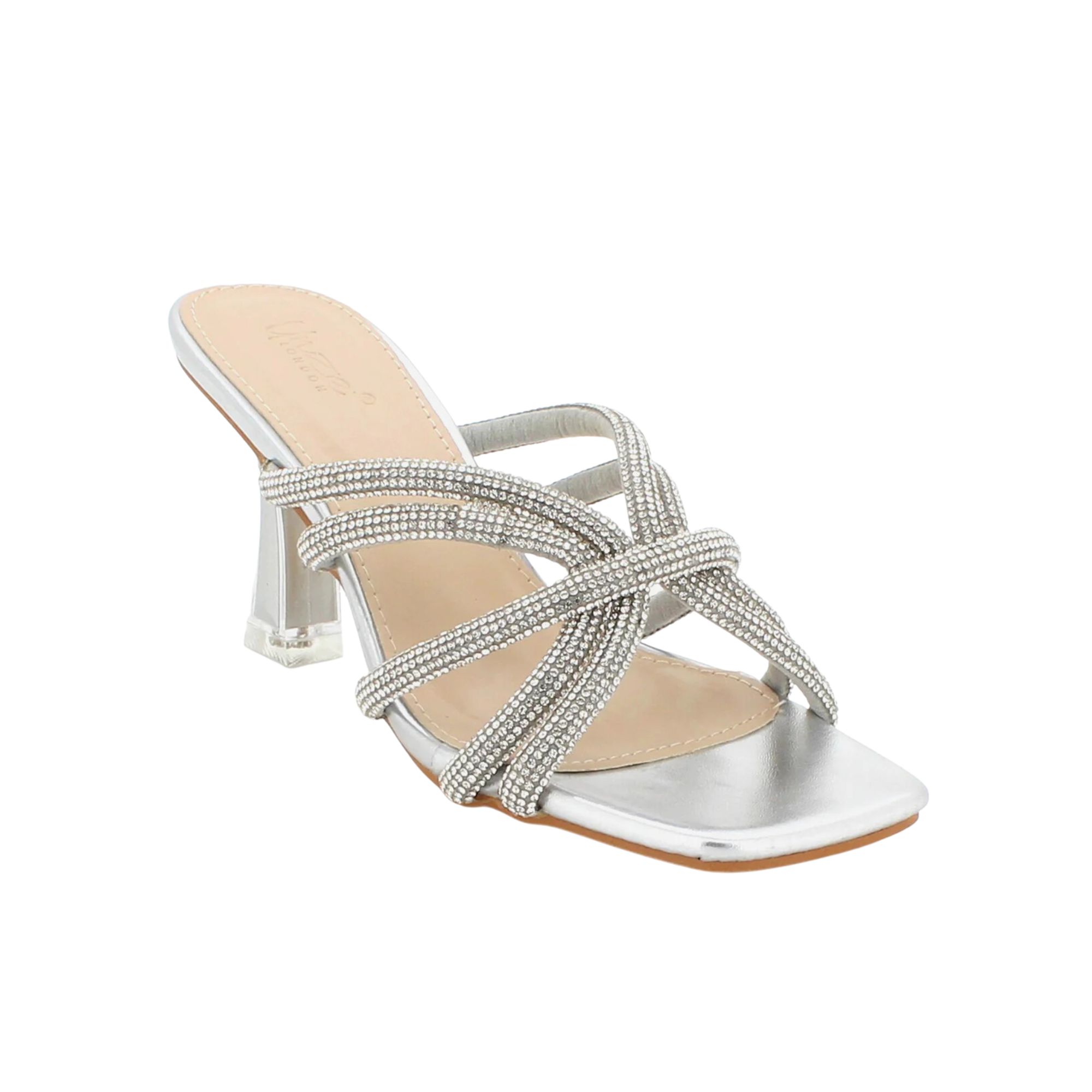 AQUAZZURA GATSBY MULE 75 SILVER GASMIDM1