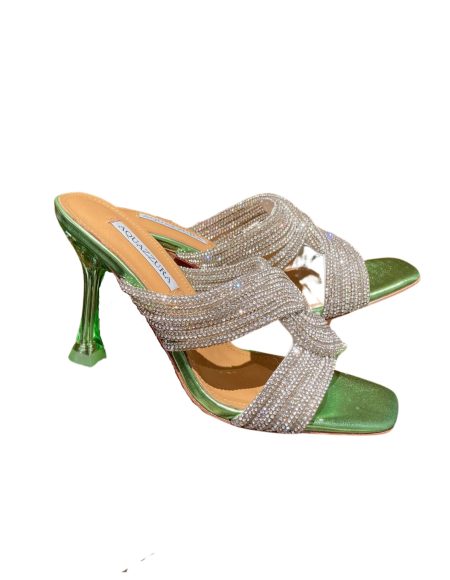 AQUAZZURA GATSBY MULE 75 GREEN GASMIDM1