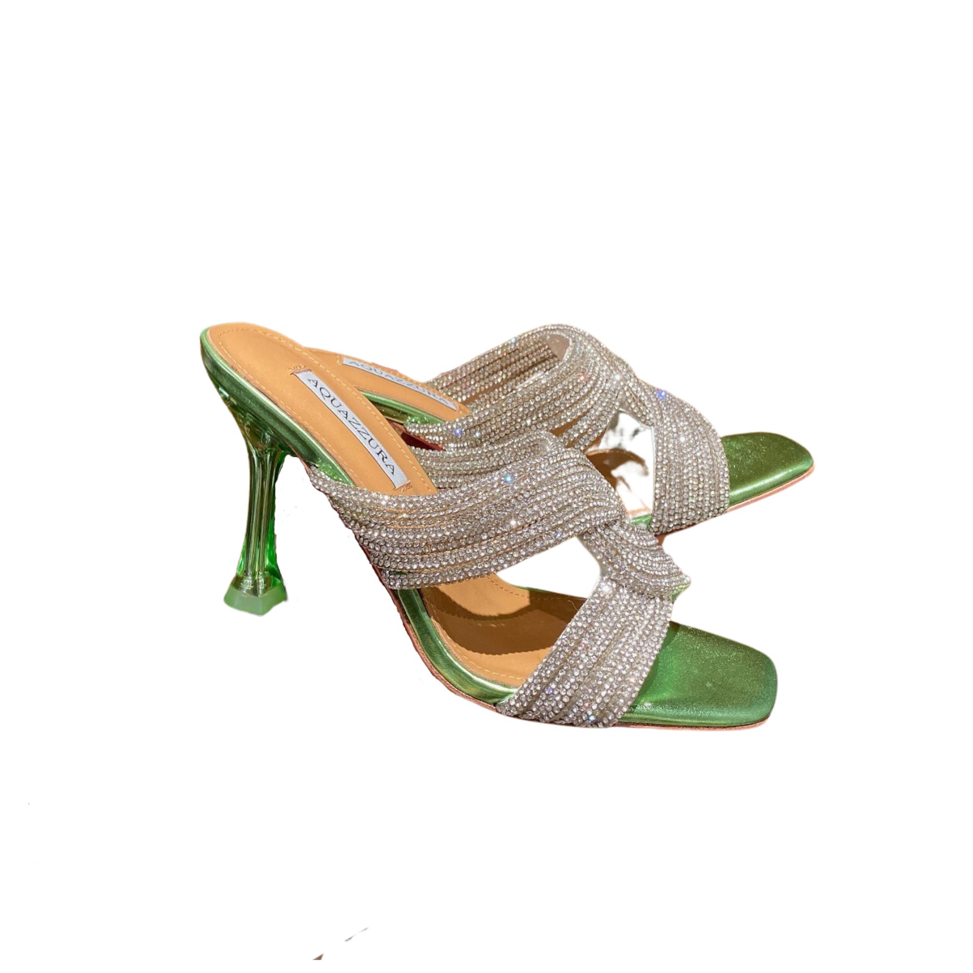 AQUAZZURA GATSBY MULE 75 GREEN GASMIDM1
