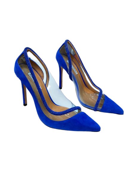 AQUAZURRA TRES MONDAINE DECOLLETE SUEDE PUMPS BLUE TDCHIGP0