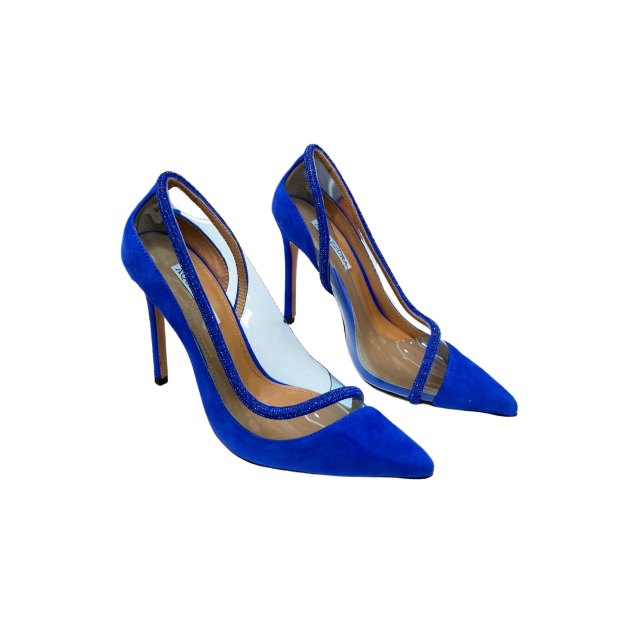 AQUAZURRA TRES MONDAINE DECOLLETE SUEDE PUMPS BLUE TDCHIGP0