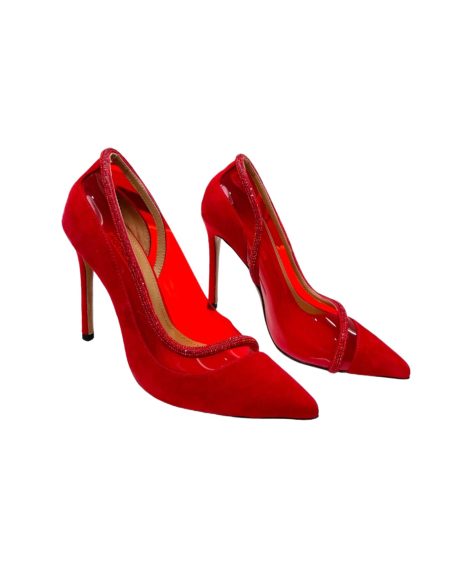 AQUAZURRA TRES MONDAINE DECOLLETE SUEDE PUMPS RED TDCHIGP0