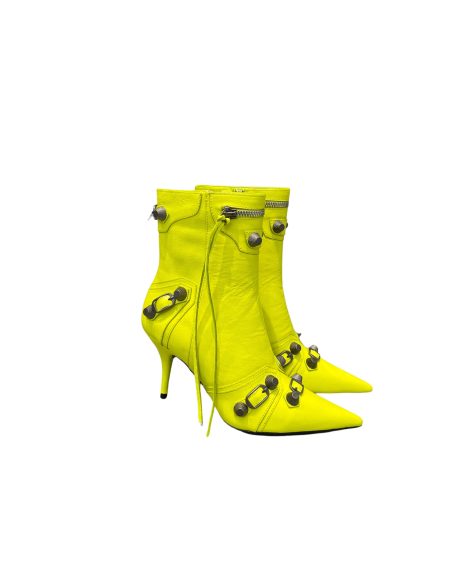 BALENCIAGA WOMEN'S CAGOLE 90MM BOOTIE YELLOW 694379WA