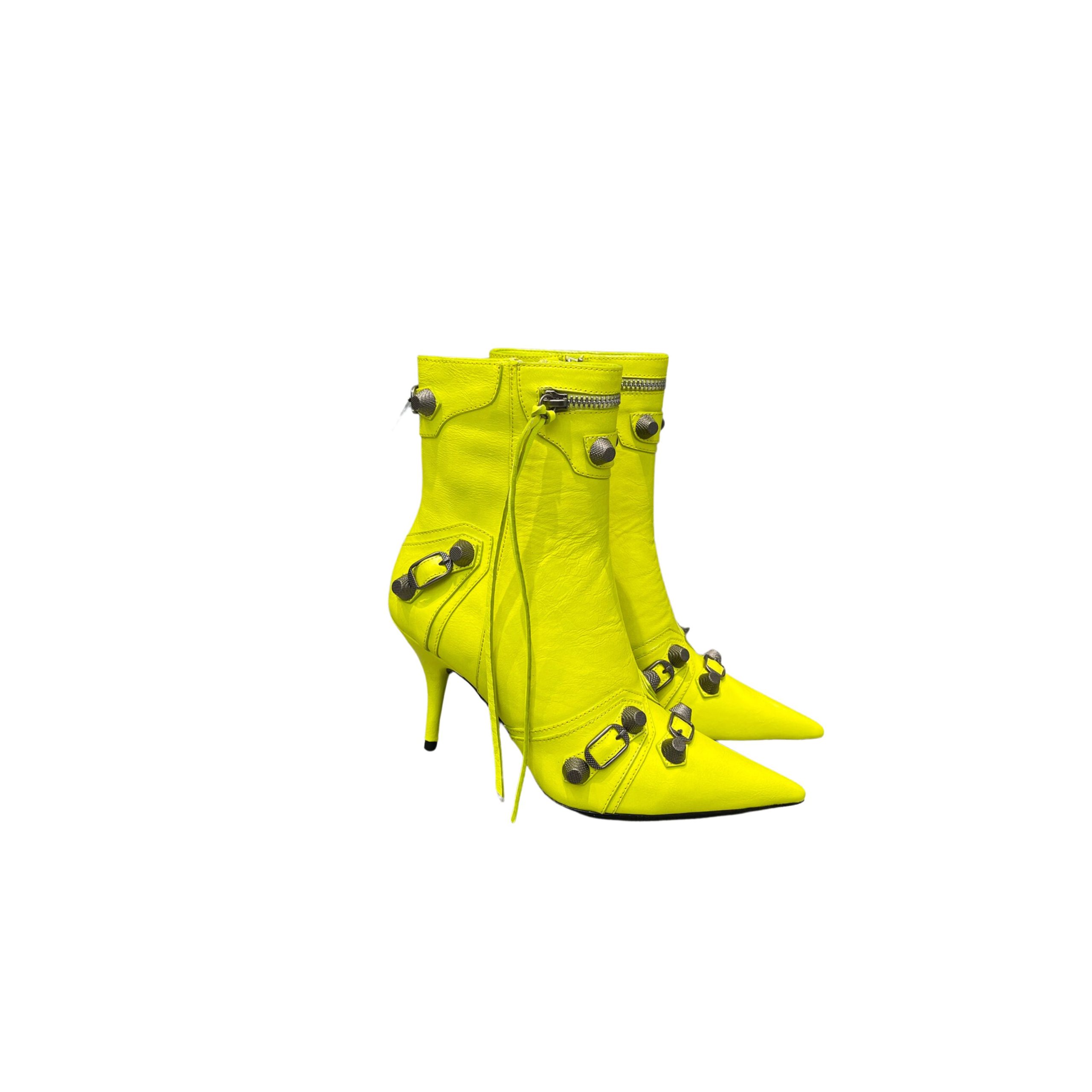 BALENCIAGA WOMEN'S CAGOLE 90MM BOOTIE YELLOW 694379WA