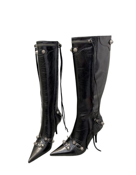BALNECIAGA WOMEN'S CAGOLE 90MM BOOT OPTIC BLACK 694395WA
