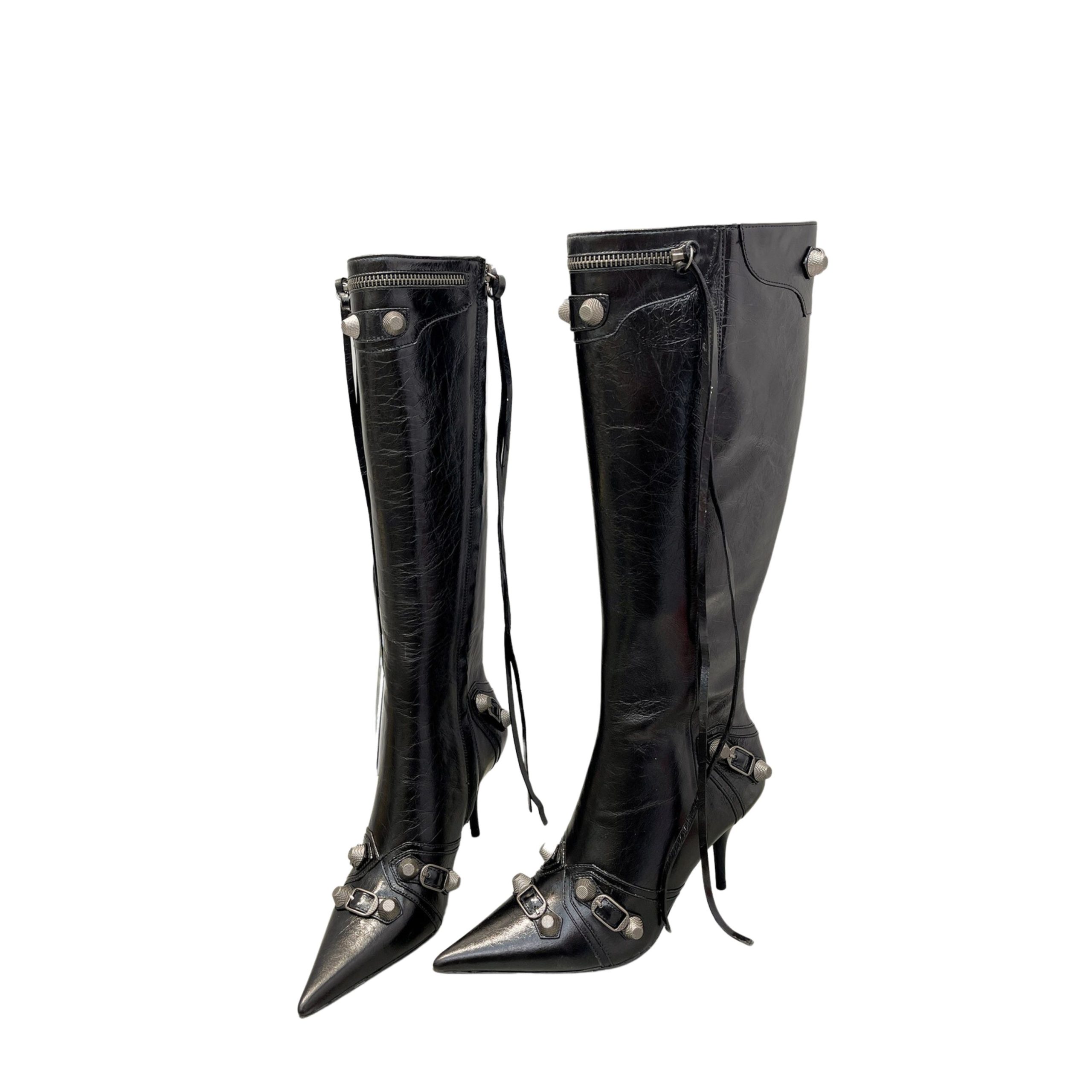 BALNECIAGA WOMEN'S CAGOLE 90MM BOOT OPTIC BLACK 694395WA