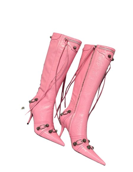 BALNECIAGA WOMEN'S CAGOLE 90MM BOOT OPTIC PINK 694395WA
