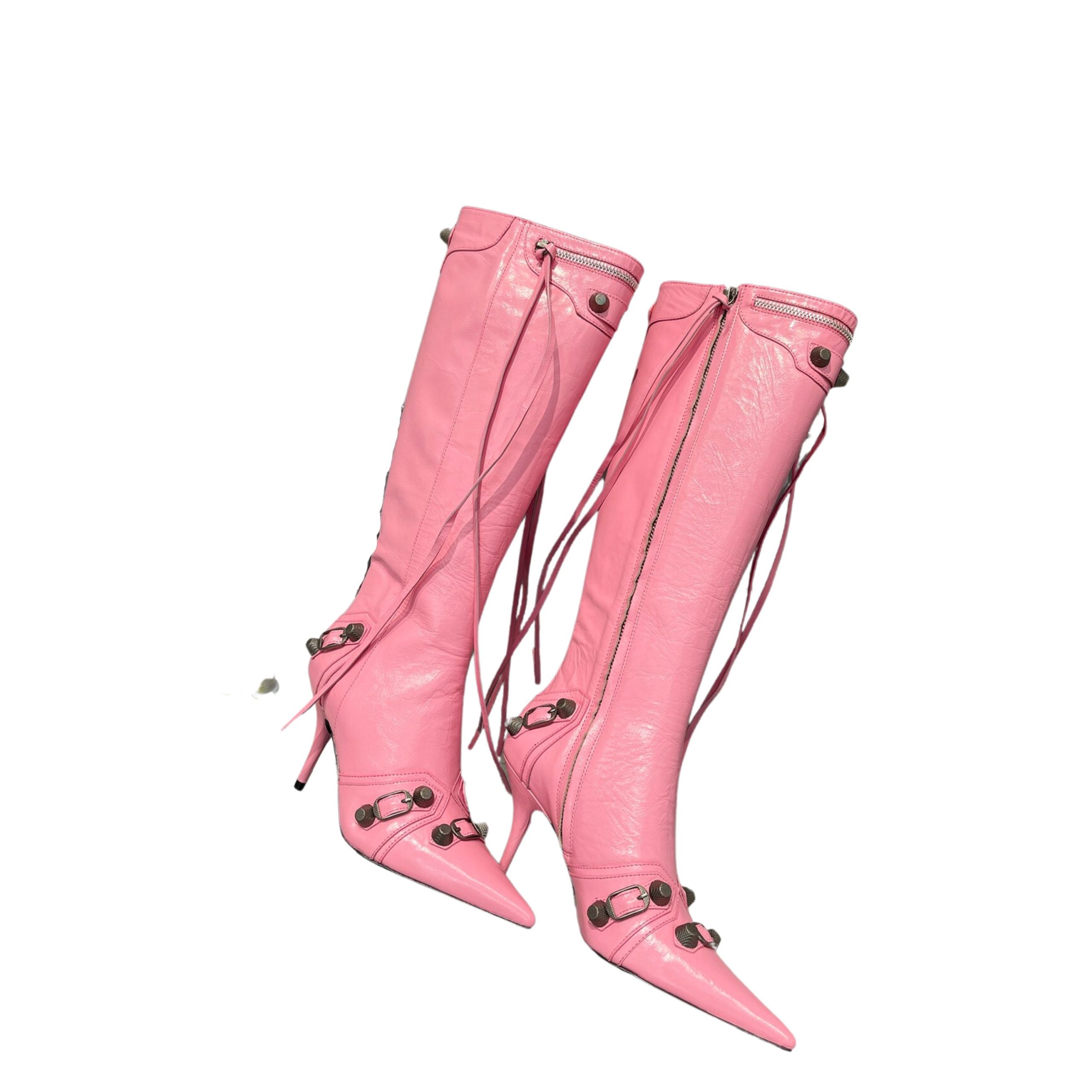 BALNECIAGA WOMEN'S CAGOLE 90MM BOOT OPTIC PINK 694395WA