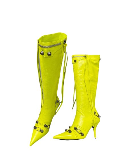 BALENCIAGA WOMEN'S CAGOLE 90MM BOOT OPTIC YELLOW 694395WA