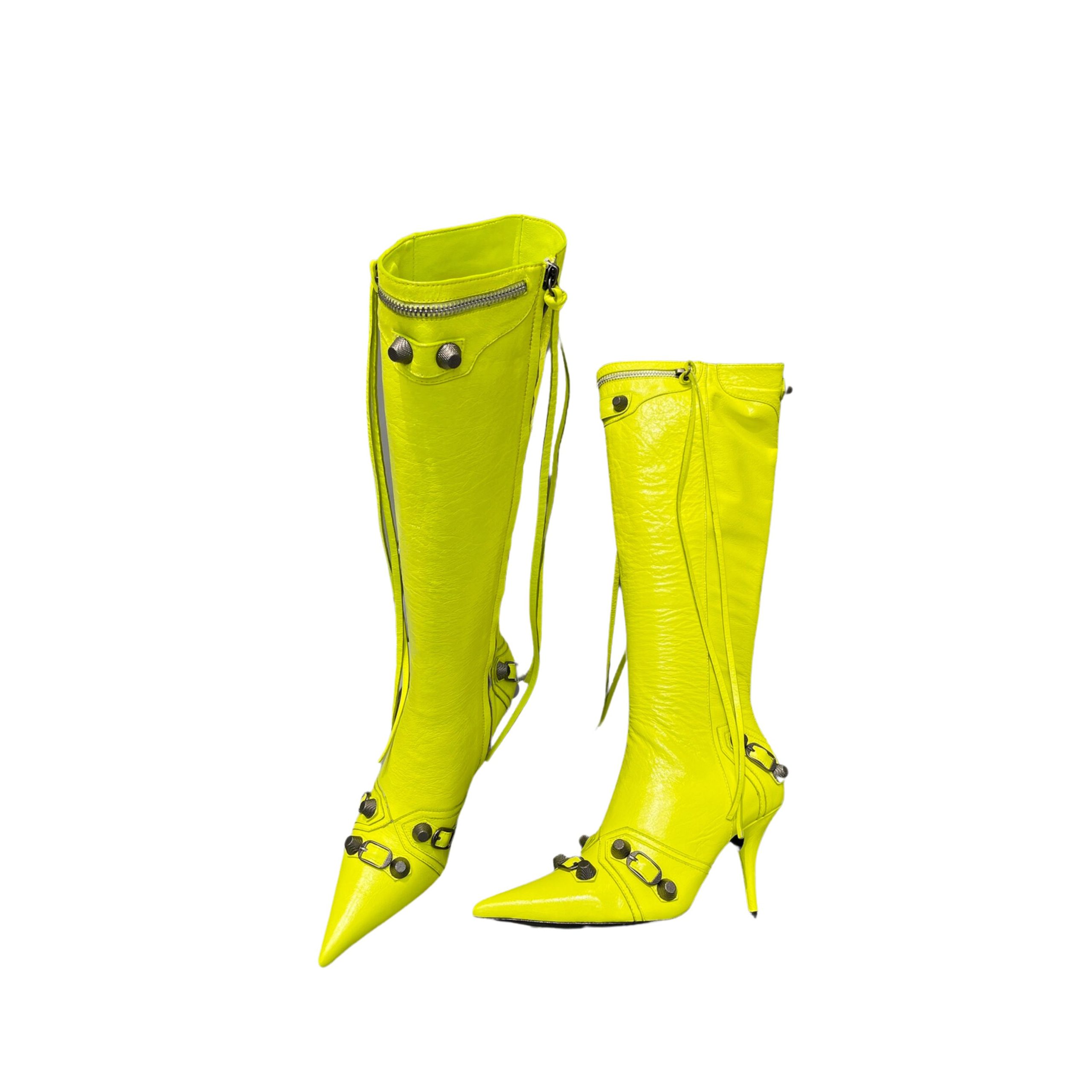 BALENCIAGA WOMEN'S CAGOLE 90MM BOOT OPTIC YELLOW 694395WA