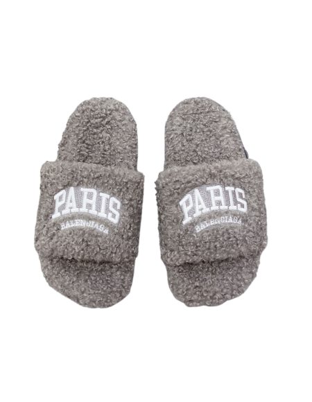 BALENCIAGA FURRY SLIDE LIGHT GREY 654261W2B411090