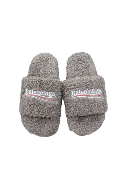 BALENCIAGA FURRY SLIDE LIGHT GREY 654261W2B411090