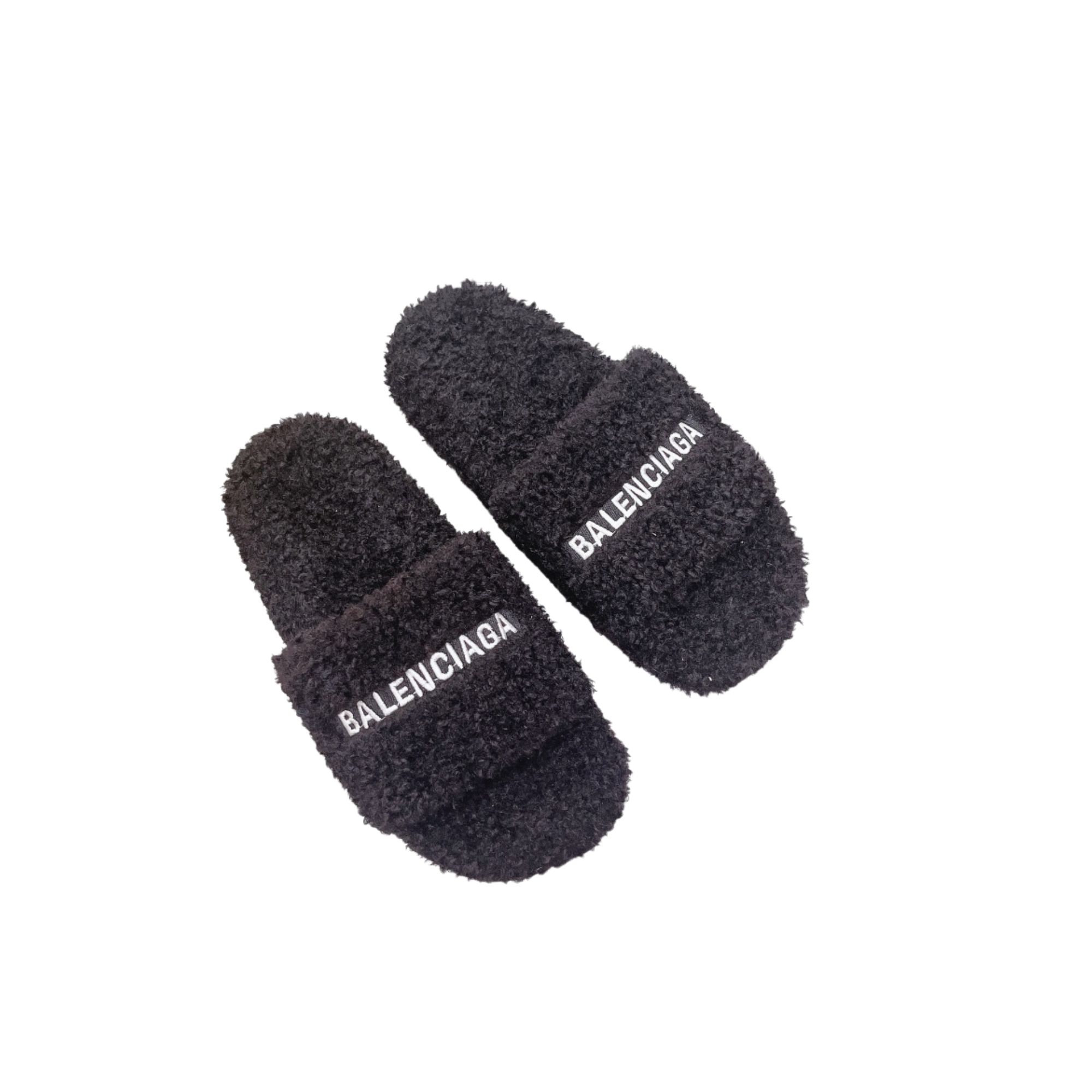 BALENCIAGA FURRY SLIDE BLACK 654261W2B411090