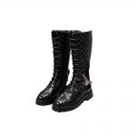 CHANEL LACE-UP BOOTS BLACK G39394
