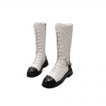 CHANEL LACE-UP BOOTS WHITE G39394
