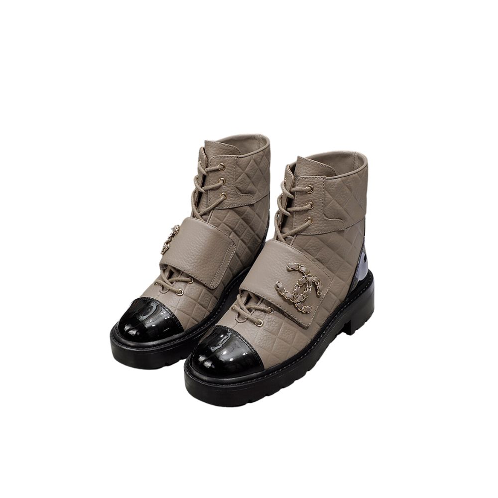 CHANEL ANKLE BOOTS DARK BEIGE G38514