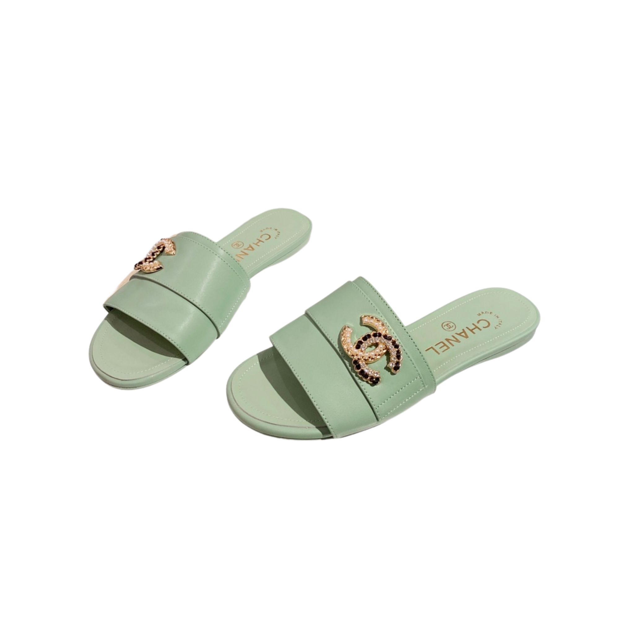 CHANEL MULES MINT GREEN G39954