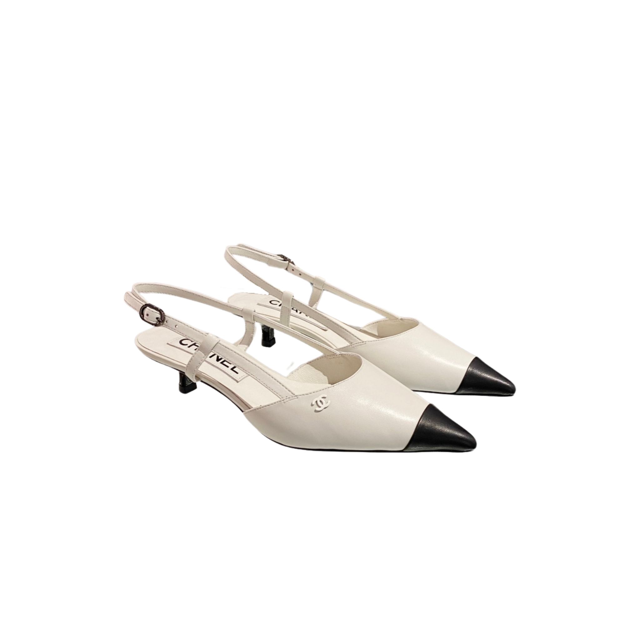 CHANEL SLINGBACKS WHITE G39537