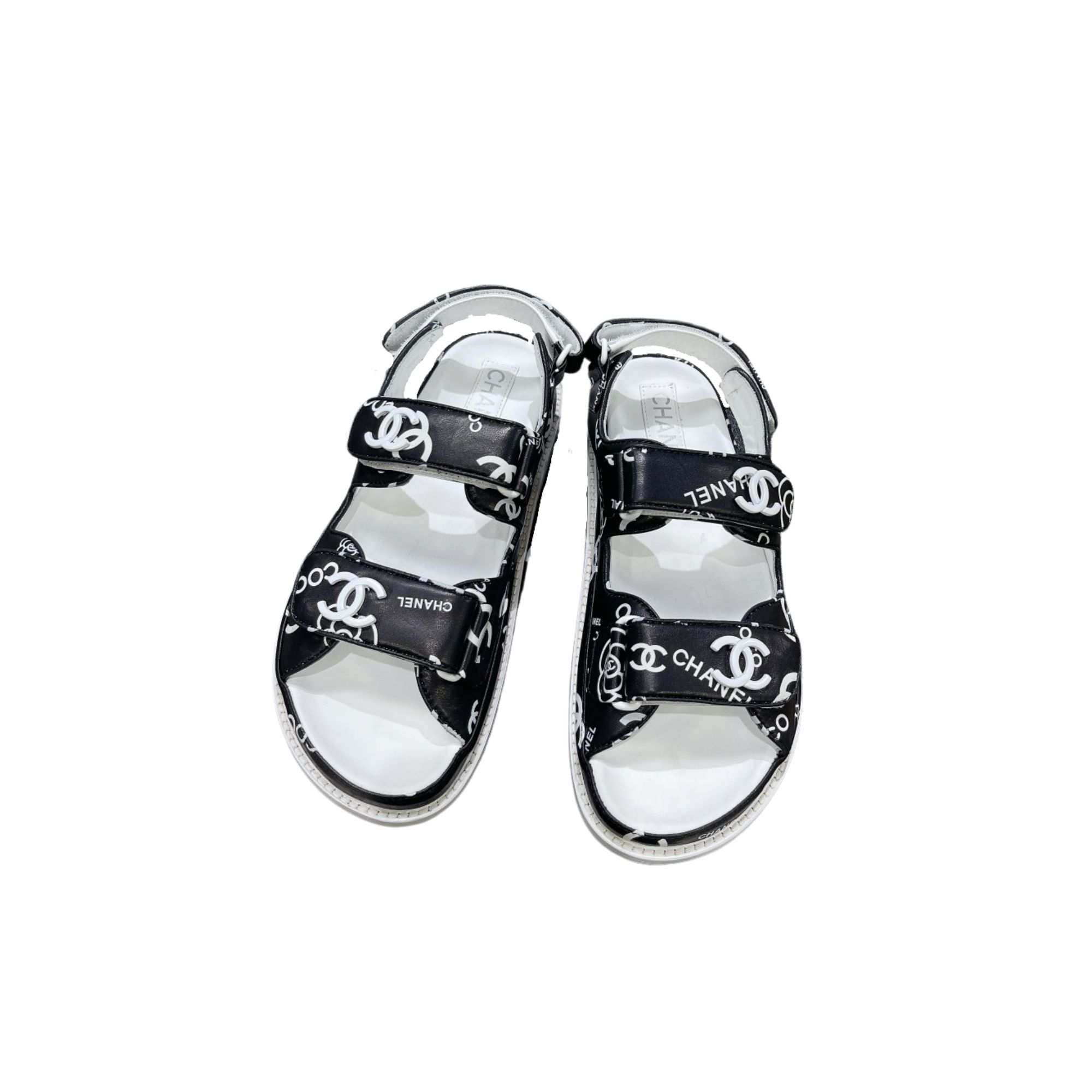 CHANEL SANDALS BLACK AND WHITE G35927