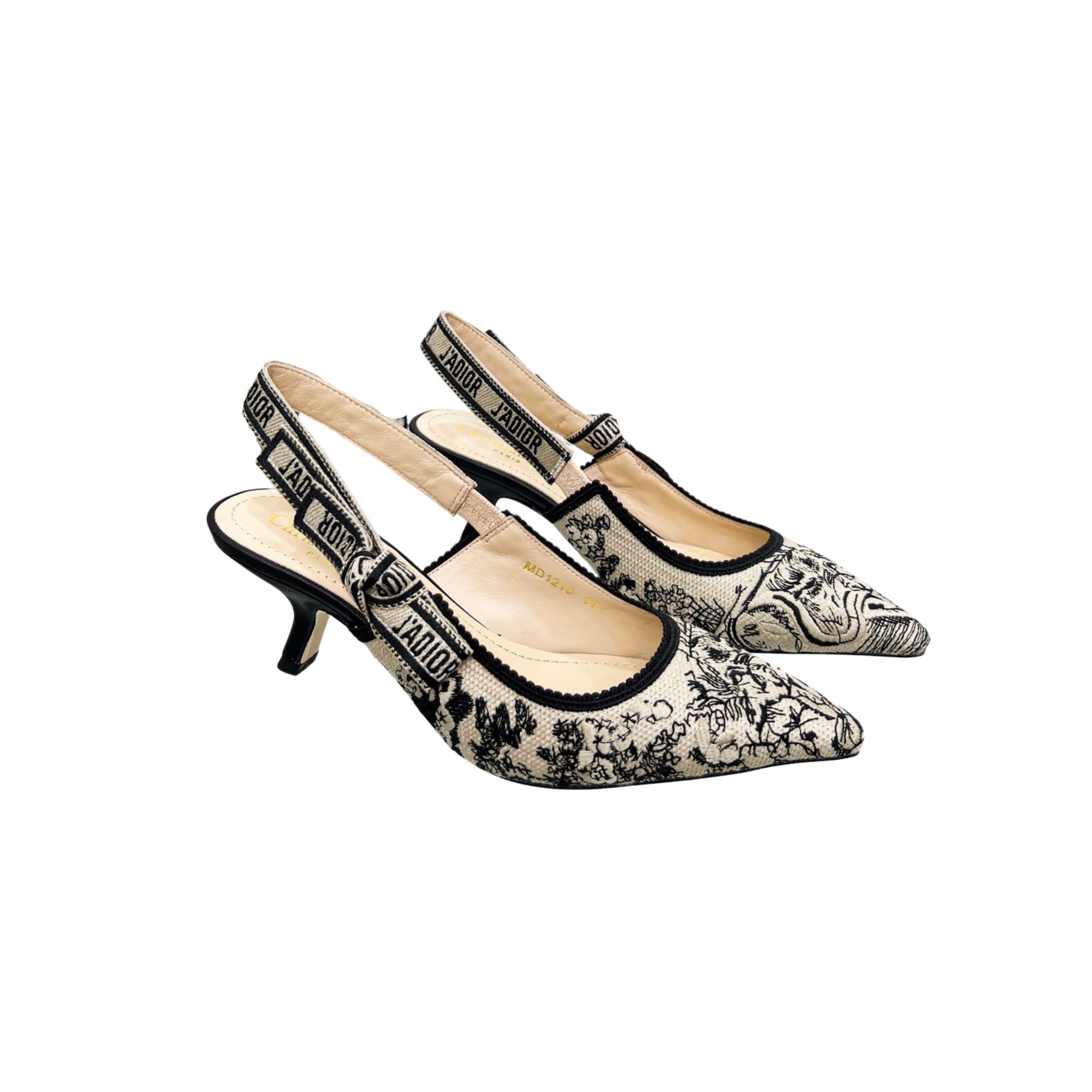 DIOR J'ADIOR SLINGBACK PUMP BLACK AND BEIGE KCP761GRB