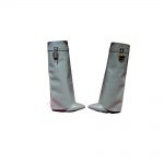 GIVENCHY SHARK LOCK BOOTS IN BOX LEATHER GREY BE702NE1NG