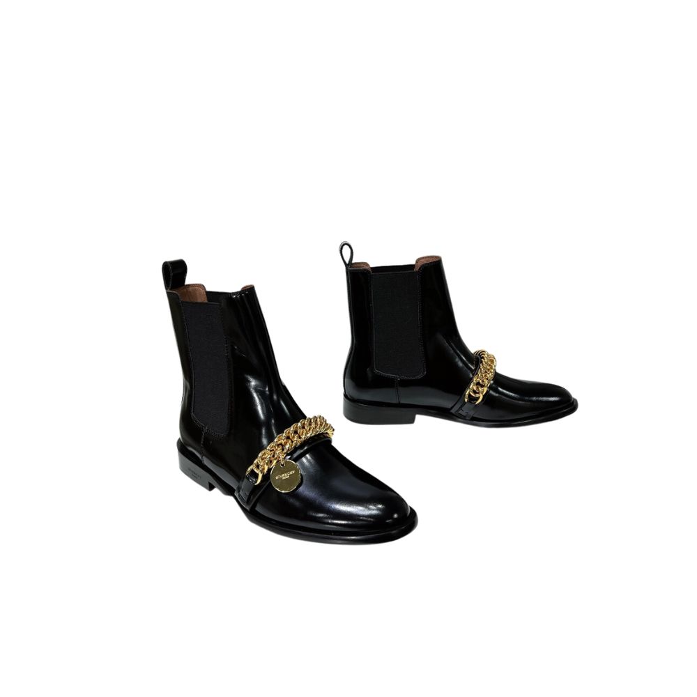GIVENCHY CHAIN LEATHER CHELSEA BOOTS BLACK BH603BH135