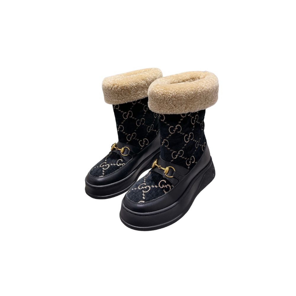 GUCCI FRIA WOOL ANKLE BOOT BLACK 550036