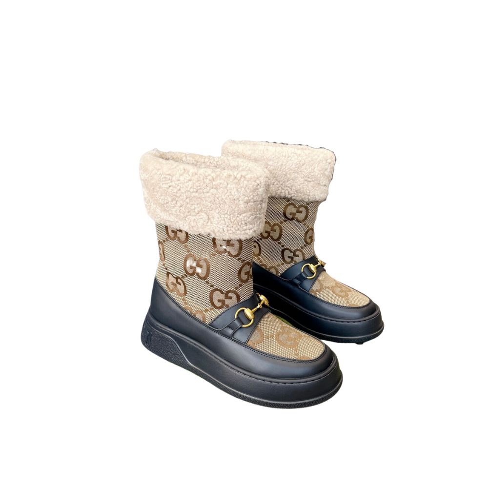 GUCCI FRIA WOOL ANKLE BOOT BEIGE 550036