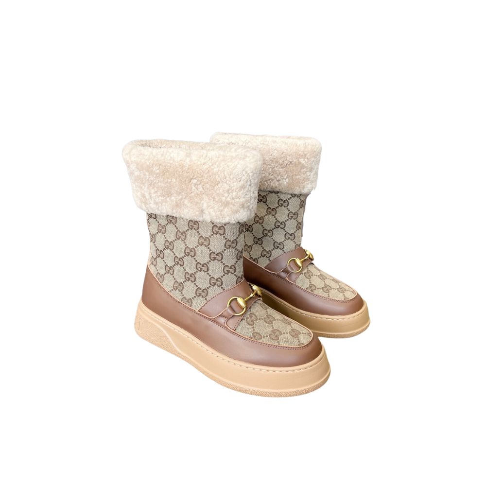 GUCCI FRIA ANKLE BOOT BROWN AND BEIGE 550036