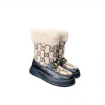 GUCCI FRIA ANKLE BOOT BLACK AND BEIGE 550036