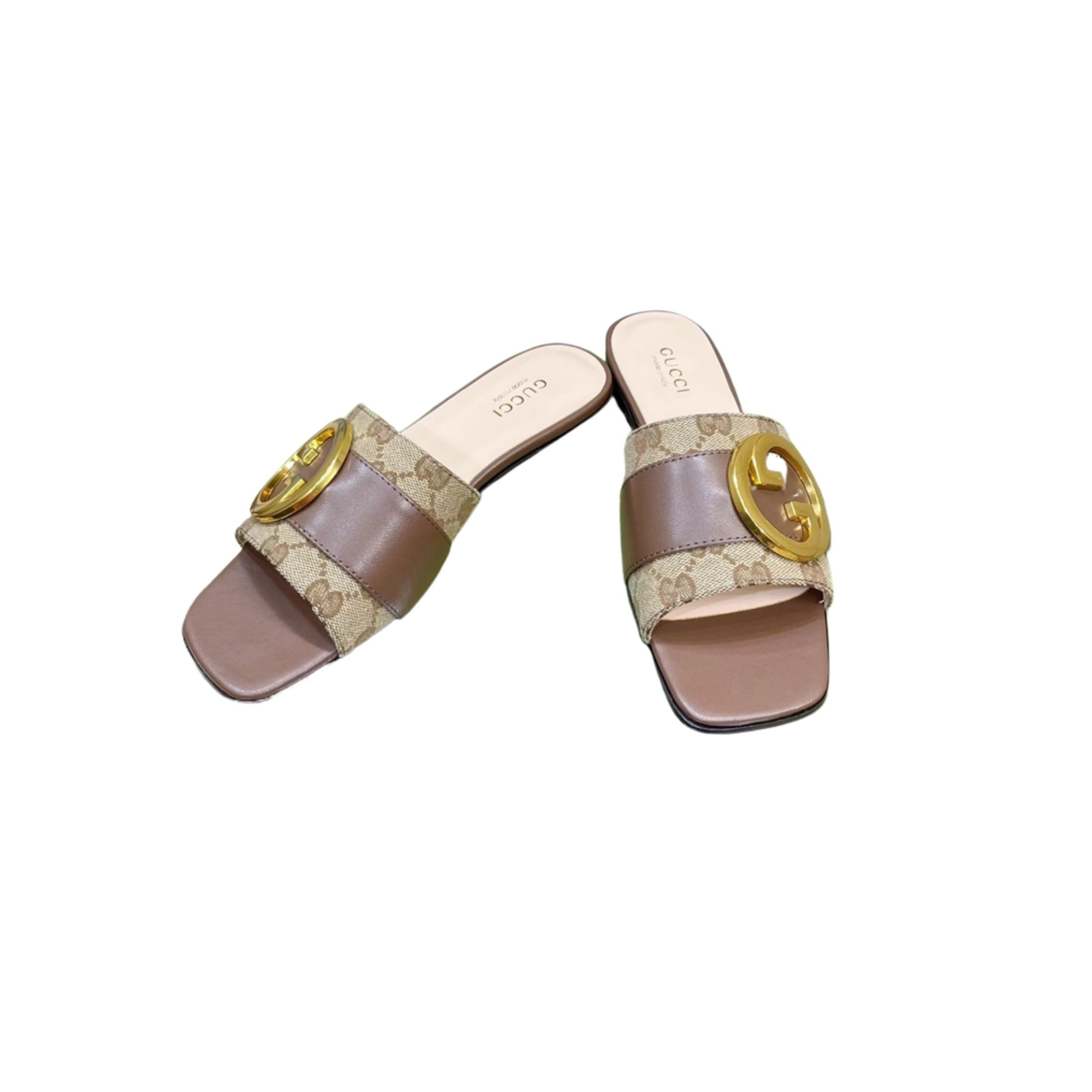 GUCCI DOUBLE G SLIDE BROWN 646169