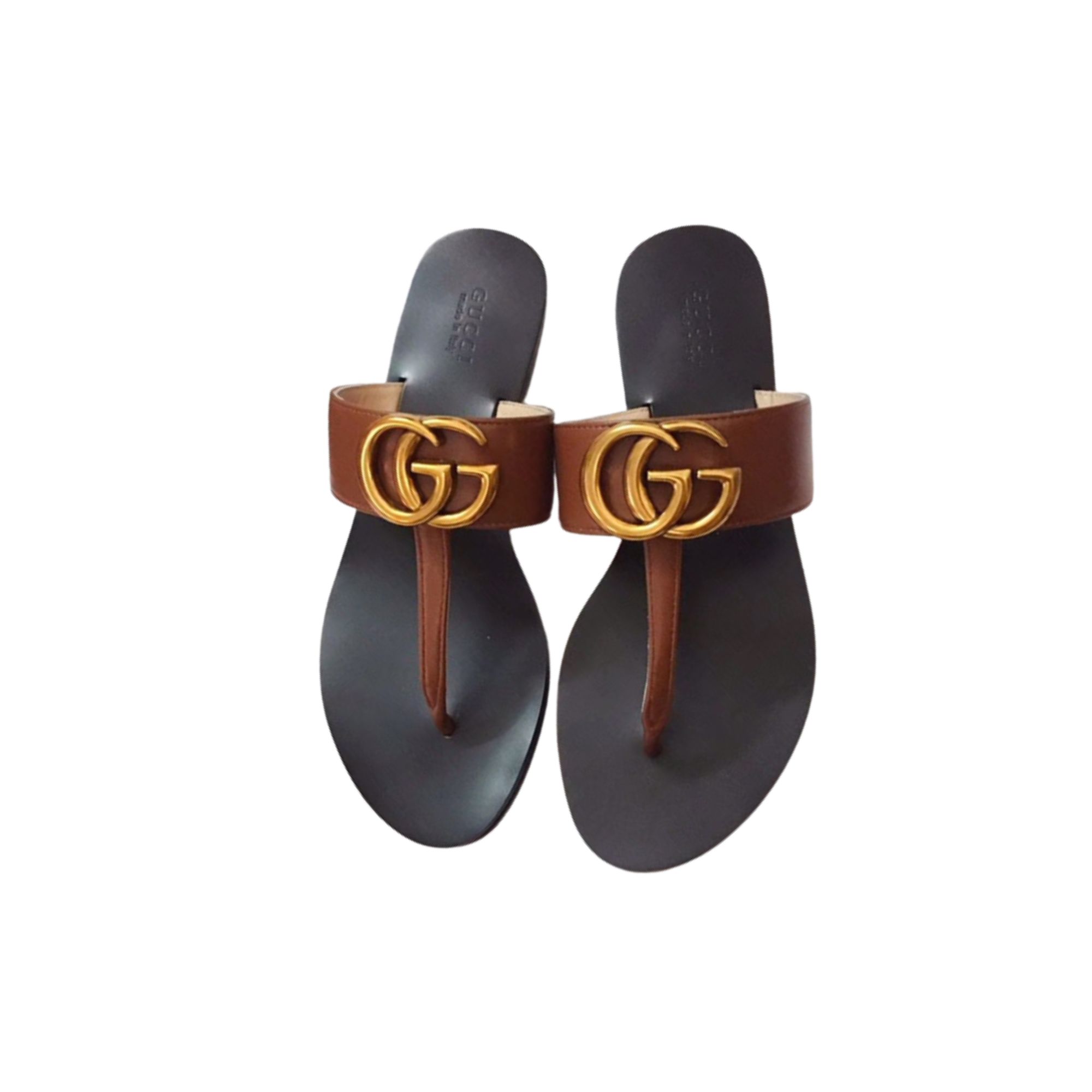 GUCCI MARMONT LEATHER SANDAL BROWN ‎612138