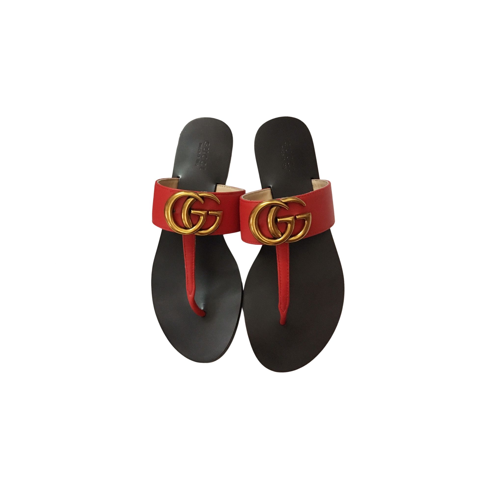 GUCCI MARMONT LEATHER SANDAL RED ‎612138